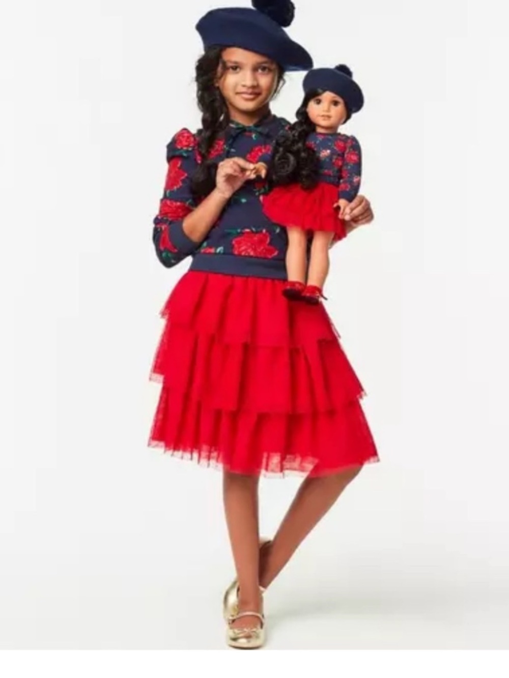 Nwt Janie & Jack American Girl 12  Red Tiered Tulle holiday Christmas Skirt